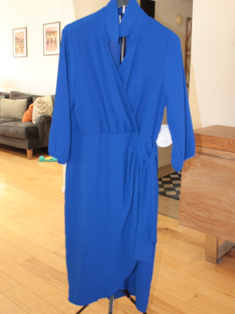 NWT NAIF Cobalt Blue Faux Wrap Midi Dress Size XL
